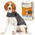 Hund trägt ThunderShirt Beruhigungsweste. Verpackung zeigt: Effektive Lösung für gestresste Hunde, ideal bei Stressbellen, Reisen, Tierarztbesuchen. Grösse M für 11-18 kg.