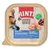 RINTI Leichte Beute, Huhn pur & Geflügelherzen, pure chicken & poultry hearts, fett-reduziert, 300g. Low fat, low calories, highly digestible. Imagine cu câine și bucăți de carne pe ambalaj.
