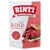 RINTI Kennerfleisch mit Rind, getreidefrei. RINTI seit 1983 Original. Abgebildet: Fleischstücke und Zutaten.