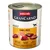 Conservă Animonda GranCarno Adult, Rind + Pute, vită și curcan. 100% frische Zutaten, fără cereale, fără gluten, Made in Germany. Imagine cu bucăți de carne pe etichetă.