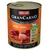 Консерва Animonda GranCarno Original Rind + Huhn для взрослых собак, 100 % свежие ингредиенты, без зерна и глютена, сделано в Германии. На банке изображено мясо.