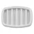 Rectangular white ceramic feeding dish with raised ridges, shown empty from above.