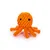Jouet pour animal en forme de pieuvre, corde épaisse orange avec huit tentacules et deux yeux noirs visibles. Matériau : tissu tressé.