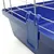 Close-up of a blue plastic clip attaching a metal grid to a blue plastic tray.