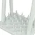 Detail van een wit kunststof plateau met meerdere verticale pinnen en vier ronde poten, zonder merknaam of tekst zichtbaar.