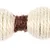 Juguete de cuerda natural con fibras marrones y blancas, apto para masticar y jugar.