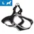 Black and grey adjustable harness with reflective trim, shown in size L for large pets, featuring secure buckle and metal rings for lead attachment. Black and grey adjustable harness with reflective trim, shown in size L for large pets, featuring secure buckle and metal rings for lead attachment.