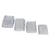 Four grey dog nappies with zigzag pattern arranged side by side in different sizes.
