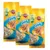 Three packs of Pedigree Puppy Tubos with chicken, highlighting vitamin, calcium and omega 3 content. Text states 'Delicious & Kind to Teeth' and 'x3'.