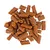 Close-up of brown, rectangular dog snacks in piece form.