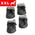 Set of four black protective pet boots with reflective straps, size XXL indicated in the top left corner with a pet silhouette icon. Set of four black protective pet boots with reflective straps, size XXL indicated in the top left corner with a pet silhouette icon.
