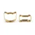 Two gold-coloured cookie cutters: one in cat head shape, the other in bone shape. Suitable for biscuits or crafts.