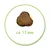 A single brown dry food piece, approximately 17 mm in size, shown in a green circle.