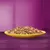 Bowl of brown wet pet food chunks in gravy on a yellow plate, shown against a purple background. No visible brand or text.