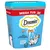 Dreamies mega tub, 350 grams, with scrumptious salmon flavour. Contains vitamins and minerals, only 2 kcal per treat, soft inside and crunchy outside, in a claw clean resistant tub.