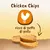 Chicken Chips, ricco di petto di pollo. Tre snack rotondi visibili in primo piano.