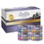 Smilla Deluxe Chunks, pack mixte de 4 variétés : poulet, dinde, thon, veau. Boîtes de 85 g chacune, visible sur l’emballage avec un chat gris et mentions en anglais.