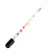 Toy wand with transparent tube and colourful beads, black handle.