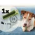 Feeding guide showing one green chew stick per day for pets weighing 5 to 10 kg, with a clock icon indicating 24 hours and a pet using the product.
