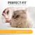 PERFECT FIT, SUPPORTS WHOLE BODY HEALTH, SENSITIVE 1+; billede af langhåret kat. Tekst på engelsk.