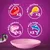 Product contains 3 portions each with beef, chicken, salmon and tuna, shown by icons and text on a purple background above an empty pink dish.