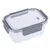 Transparente opbergbox met grijze sluitingen en TiCK-logo op het deksel.