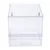 Transparent acrylic container with a rectangular shape and two gold-coloured hinges on top. Suitable for storing or displaying items.