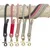 Sechs Hundeleinen aus geflochtenem Material in verschiedenen Farben: Schwarz, Rot, Beige, Grün, Grau und Rosa, mit goldfarbenen Karabinerhaken.
