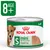 Boîte Royal Canin Loaf, mini S up to 10 kg, ageing, 8+ age, pâtée visible à travers une fenêtre sur l’étiquette, photo de chien, couvercle en métal argenté.