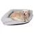 Dog lying on a grey dog bed with raised edge and black underside.