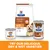 Hill's Prescription Diet Kidney Care k/d dry food bag and two wet food tins, text: TRY OUR DELICIOUS DRY & WET VARIETIES. Visible icons: veterinarian recommended, ACTIVBiome+ ingredient.
