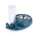 Futternapf mit integriertem Wasserspender, blaues Kunststoffdesign und herausnehmbarer Edelstahlschale.