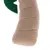 Jouet en tissu beige avec couture visible, forme cylindrique courbée, partie verte en feutrine sur le côté gauche.