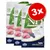 Lot de 3 sacs Farmina N&D Natural & Delicious Adult Cat agneau et myrtille, sans céréales, avec morceaux de viande et myrtilles visibles sur l’emballage. Mention GMO Free Grain Free.