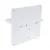 Supporto da parete bianco con fori preforati e due aperture rettangolari, adatto per il fissaggio di accessori.