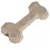 Béžová žvýkací hračka ve tvaru kosti s geometrickým designem a nápisem 'BONE'.