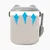Transparent container with grey lid, filled with dry food. Three blue arrows point upwards, symbolising air circulation or freshness.