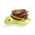 Green plush turtle with brown fabric attachment, suitable as interactive toy or sniffing mat for pets.