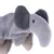 Soft elephant toy made of grey fabric with large ears and embroidered eyes.