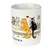 Tasse blanche avec illustrations de chats, échelle graduée indiquant 1 à 5 chats et texte visible : 'MEASURE MY LOVE BY THE CAT'.