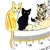 Illustration de chats avec une échelle graduée indiquant 1 cat, 2 cats, 3 cats, utilisée pour mesurer des quantités selon le nombre de chats.