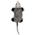 Toy in the shape of a grey mouse with faux fur, pink nose and black paws. Suitable for pets to play with.