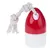 Jouet pour chien en plastique rouge et blanc avec corde épaisse blanche nouée, visible sur fond blanc.
