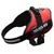 Rotes Julius-K9 IDC-Power Hundegeschirr mit schwarzem Gurt und reflektierenden Elementen, Metallring für Leine.