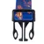 Collier bleu avec motifs Superman et boucle en plastique noir, logo Superman visible sur la sangle.