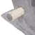 Close-up of a scratching post with grey plush cover and a scratching trunk wrapped in sisal.