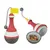 Jouet distributeur Trixie en plastique rouge, blanc et noir avec drapeau jaune, compartiment ouvert montrant des friandises pour animaux. Marque Trixie visible sur le drapeau.