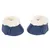 Paire de protections pour sabots en simili cuir bleu avec doublure intérieure blanche en tissu, étiquette visible marquée 'SHOW TECH'.