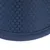 Gros plan sur un tissu bleu à motif hexagonal, couture visible en bas de l’image. Matière textile uniquement.