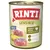 Rinti Sensible 100% Pute + Kartoffel, alleen dierlijk eiwit, glutenvrij, afbeelding van kalkoenvlees en aardappel, tekst 'NEU' zichtbaar op blik